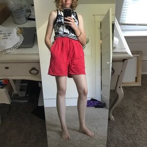 Red High Waisted Shorts